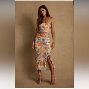 12th Tribe Orange and Blue Midi Skirt